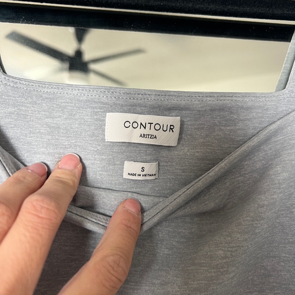 Aritzia Heather Grey Square Neck Original Contour Bodysuit - Picture 2 of 8